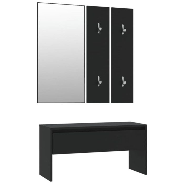 VidaXL Ensemble de meubles de couloir noir bois d'ingénierie, meuble de couloir, mobilier de couloir, mobilier d'entrée, 833512