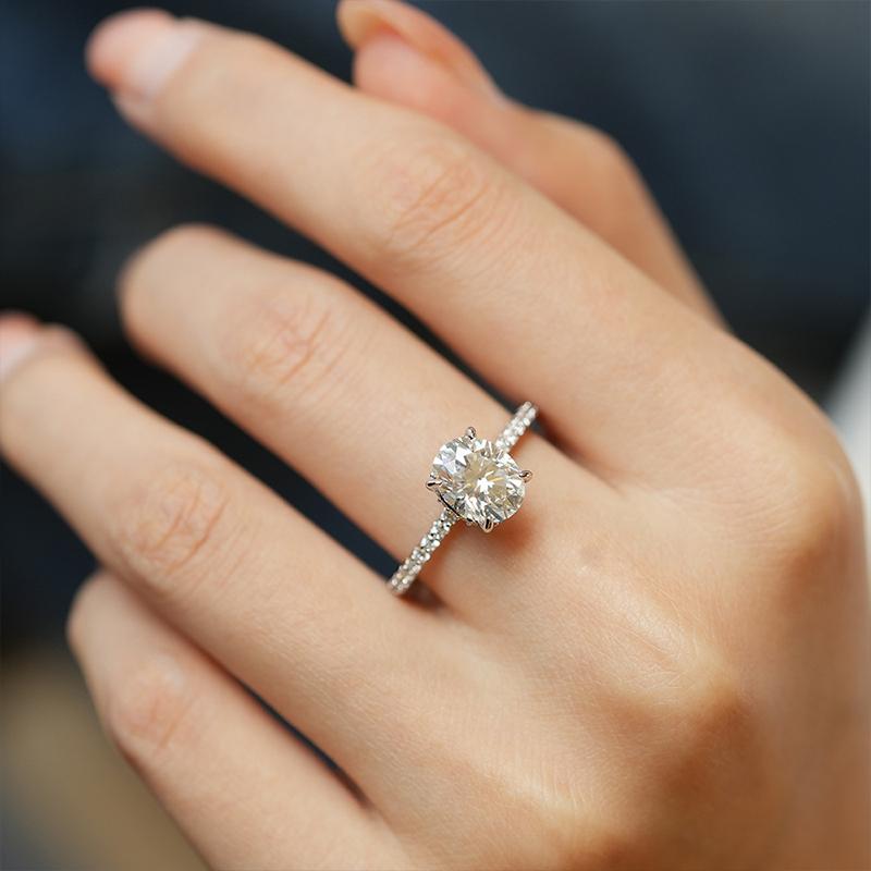 NeeTim 1ct 2ct 3ct Oval Cut Moissanite Rings for Women 925 Silver Lab Diamond Wedding Engagement Ring Gemstone Band