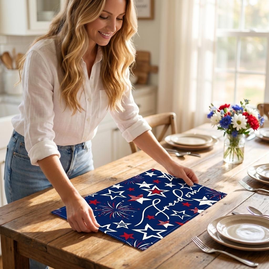 Independence Day Placemat Linen Printed Table 12 By 18 In For Dining Table And Coffee Table