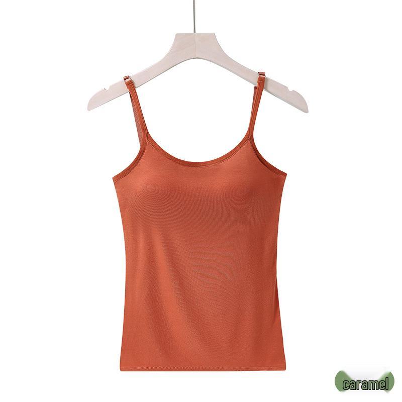 Women's One-Piece Camisole with Built-In Pads: Wire-Free, Adjustable Spaghetti Straps, Ideal Bandeau Base Layer