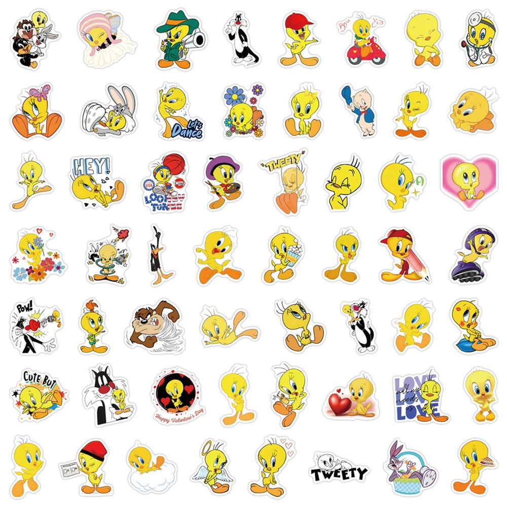 56Pcs Kawaii Tweety Bird Stickers Suitcase Water Cup Stationery Mobile Phone Car Laptop Refrigerator Decoration Diy Decals