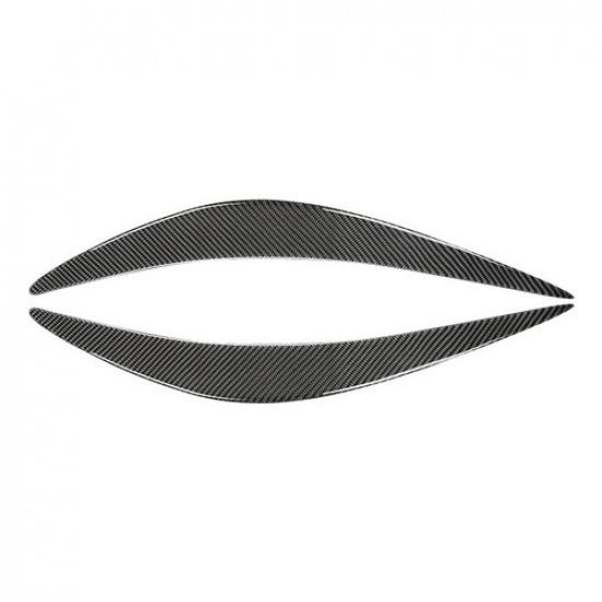 2Pcs Carbon Fiber Headlight Eyelid Cover Eyebrow Trim For Infiniti Q50 2014-