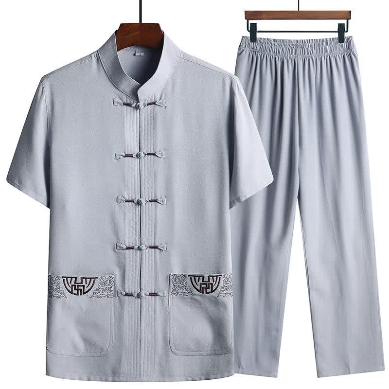 Men's Chinese Style Short-Sleeved Tang Suit