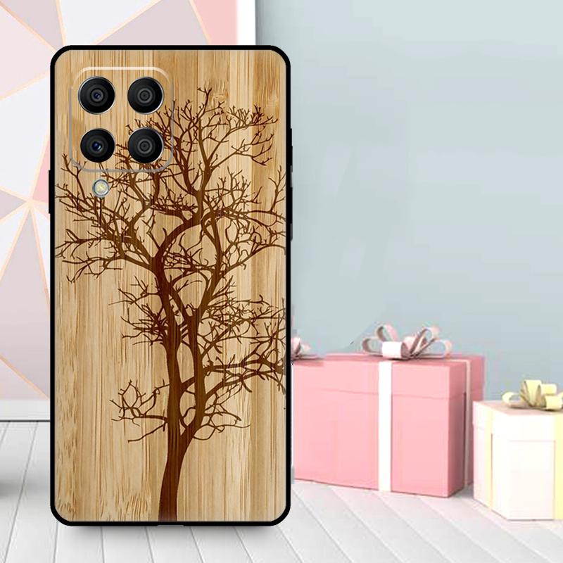 Tree Flower Bamboo Wood Case For Samsung Galaxy M36 M12 M52 M06 M16 M56 M33 M15 M55 M31 M13 M14 M53 M32 M35 M34 M54