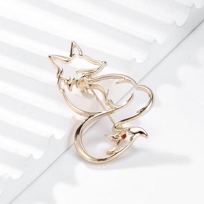 Hollow Out Fox Brooches For Women Unisex Metal Simple Party Casual Brooch Pins Gift