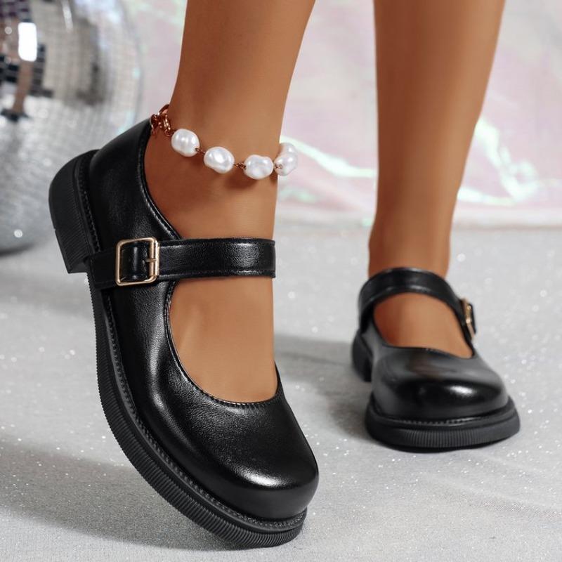 Fashion Black Ankle Buckle Platform Pumps Women  Style Patent Leather Mary Jane Shoes Woman Punk Thick Heels Lolita Shoes