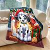 Dalmatian Puppy with Christmas Decor Pattern Blanket Flannel Material Soft Warm for All Seasons Home Outdoor Camping Picnics RV
