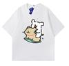 MINISO Cute Cartoon Maltese Line Dog Printed Tshirt Shortsleeve Women Men Couple Casual Loose Versatile Hotselling Tees