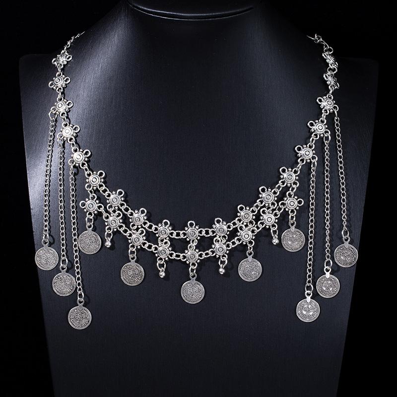 Retro Ethnic Style Metal Coin Waist Chain Women'S Adjustable Dress Waist Seal Dai Style Belly Dance Belt Accessories