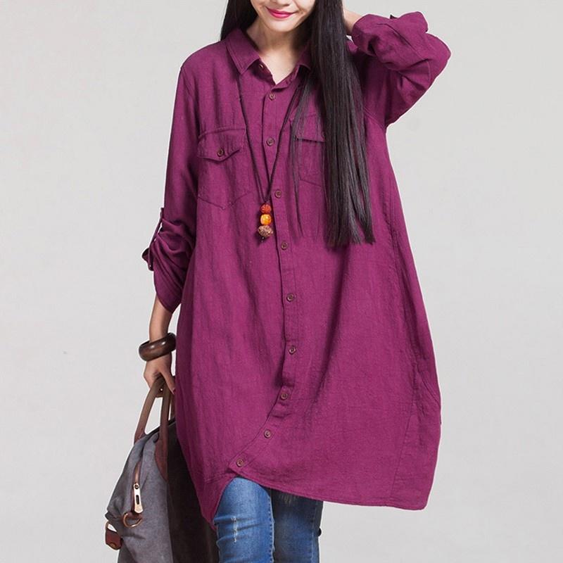 Buy New Chic Vintage Women Long Sleeve Baggy LooseT Shirt Tops