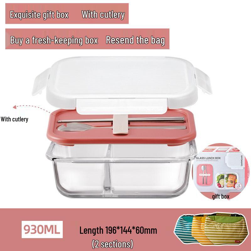 Lock & Lock 2-Piece Heat-Resistant Glass Lunch Box Set: Microwave and Refrigerator Safe, Sealed for Freshness. Gift-Ready.
