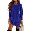  Autumn/Winter Women's Solid Color Long Sleeve Irregular Neck T-shirt Dress