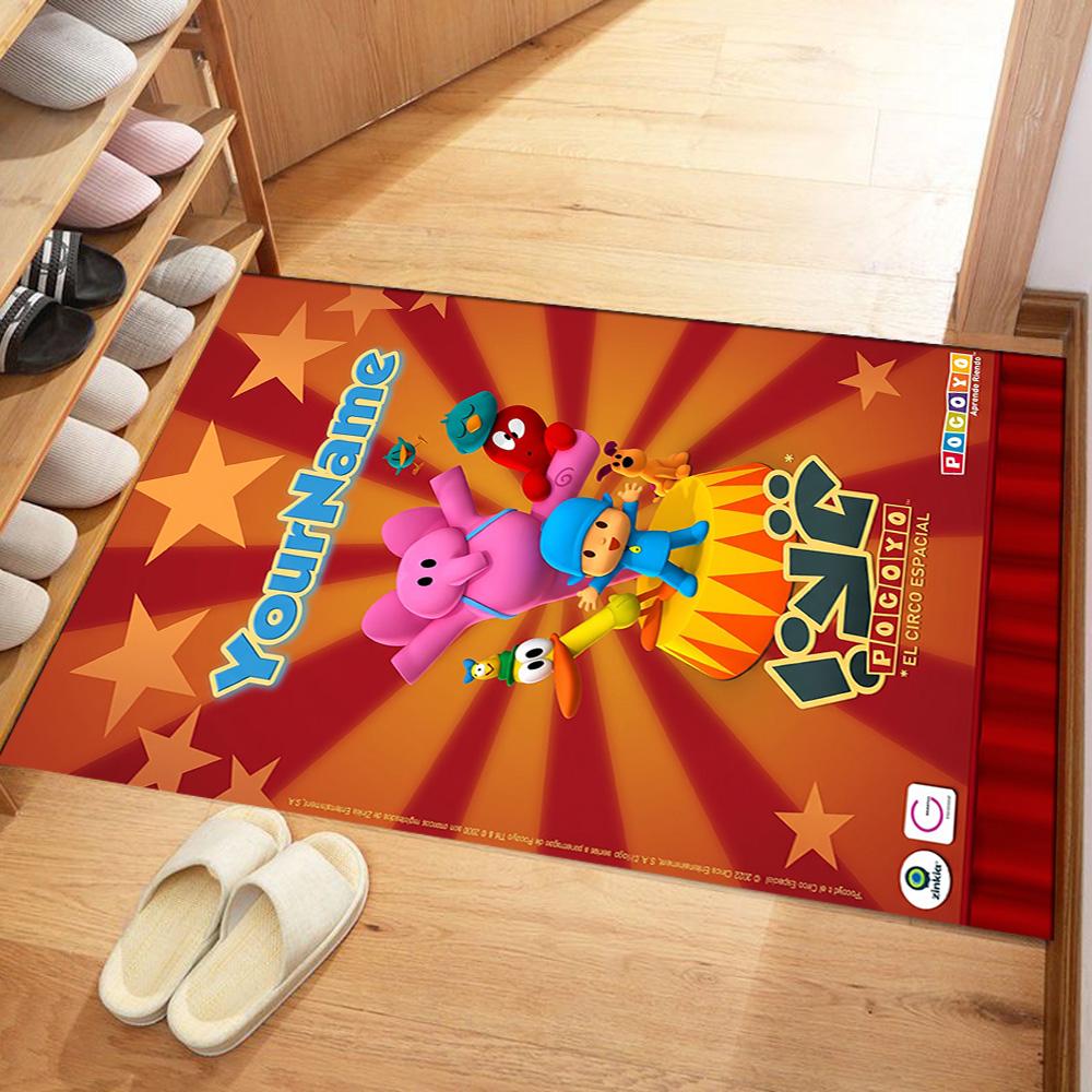 Alfombra de Piso Personalizada con Nombre de Pocoyó Alfombra de Oficina Adecuada para Comedor Salas de Juegos Cocina Entrada Alfombra Antideslizante Decoración de Oficina de Anime