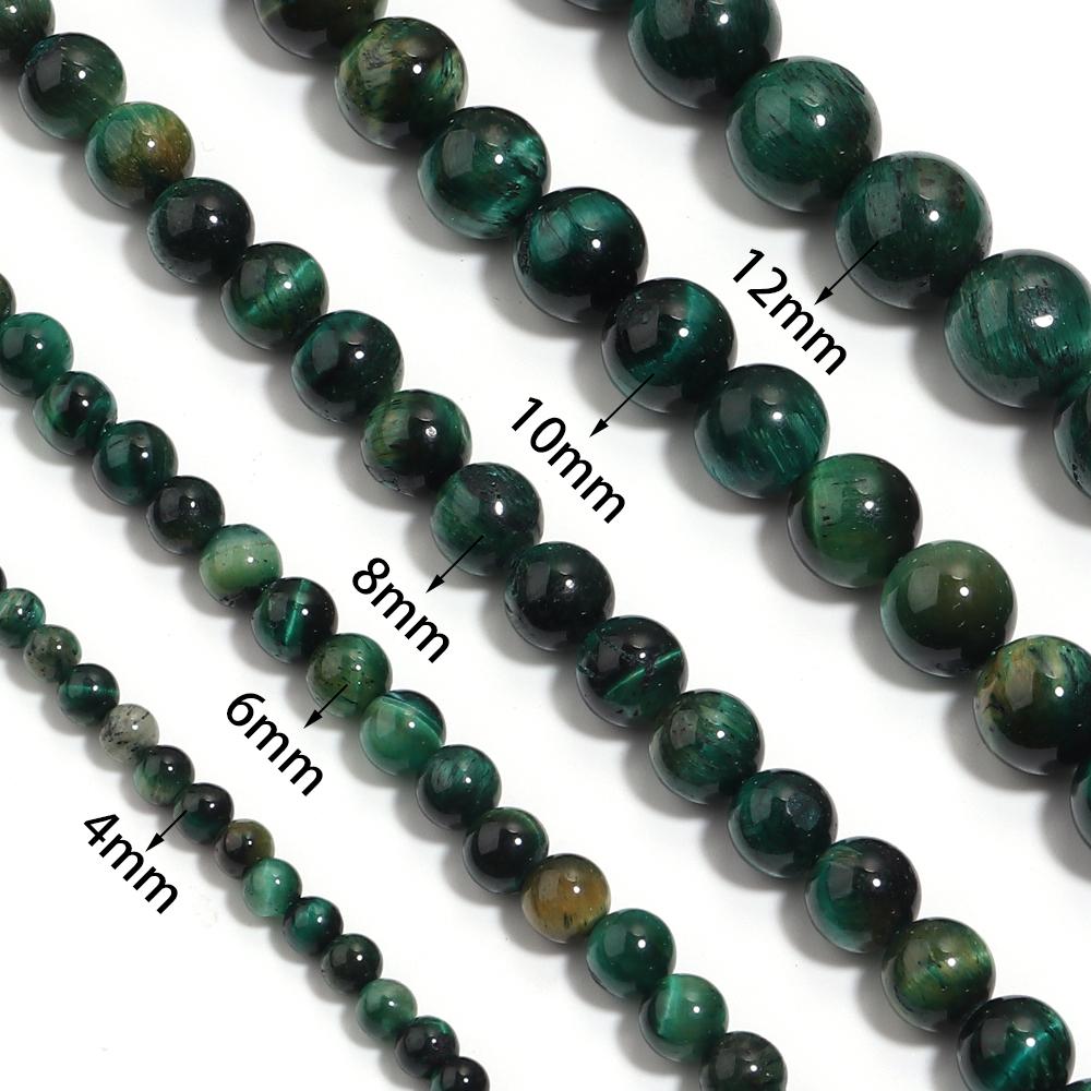 Natural Stone Beads 4 6 8 10 12mm Green Tiger Eye Round Loose Spacer Beads for Jewelry Making DIY Bracelets Necklace Accessories