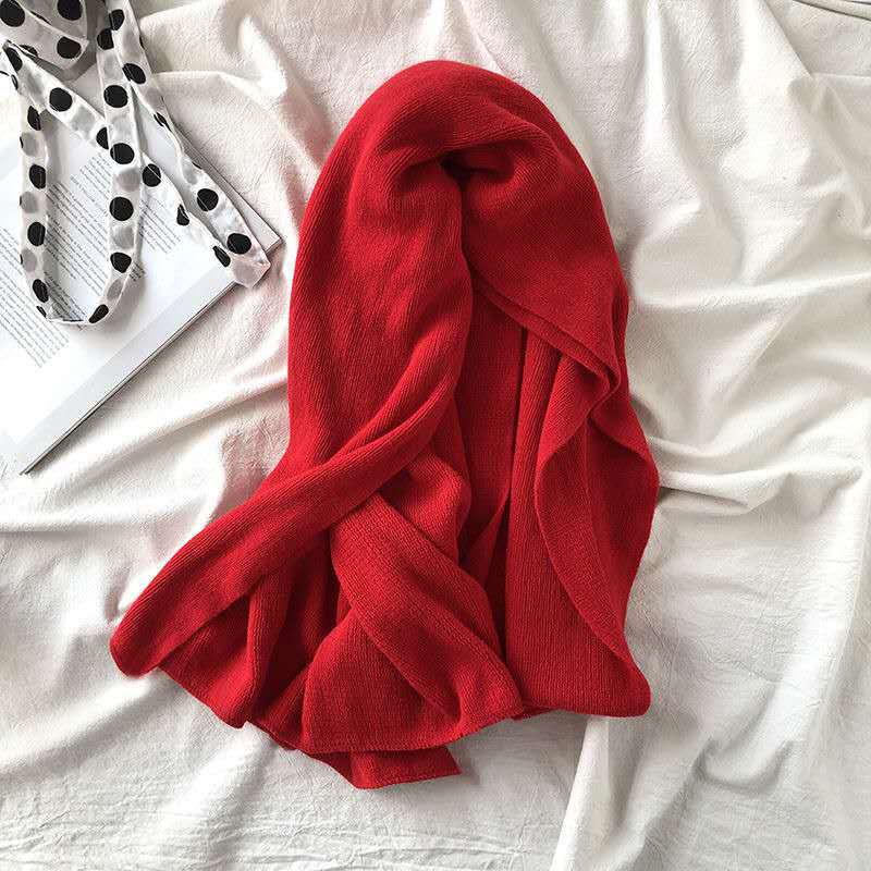 Korean Version of Solid Color Knitted Wool Scarf Women's Autumn and Winter Thickened Warm Student Soft Girl Scarf Men's Versatile Shawl Tide