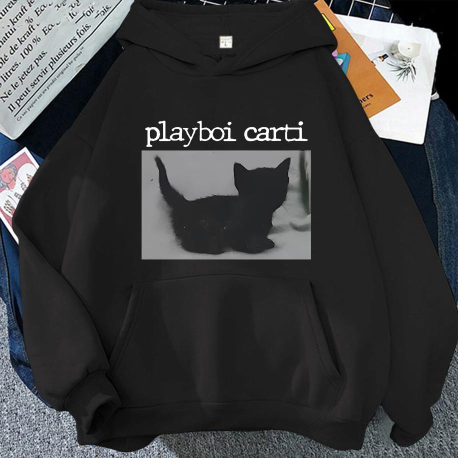 Playboi Carti Extra Large Hip Hop Men'S Women'S Hoodies Cute Harajuku Cat Printed Hoodies Street Fashion Rap Couple'S Hoodies