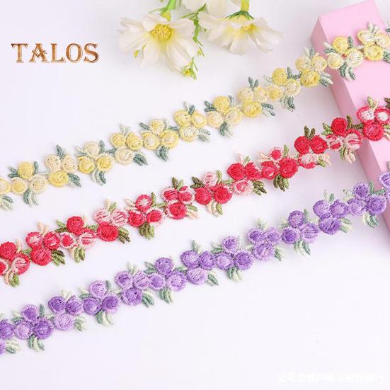 15 Yards Flower Lace Trim Ribbon Polyester Embroidered Lace Applique Strip Flower Lace Ribbon Sewing Fabric for DIY Crafts Wedding Decorations