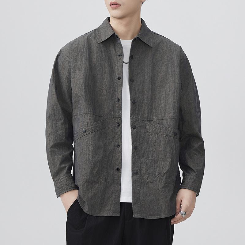 

New Retro Thin Shirt for Men Loose Mountain Outdoor Style Casual American Versatile Shirt M