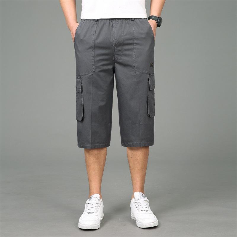 Summer Loose Straight Cropped Pants Large Size Tooling Sports Shorts Casual Middle Pants Dad Middle-aged and Elderly Shorts Breeches