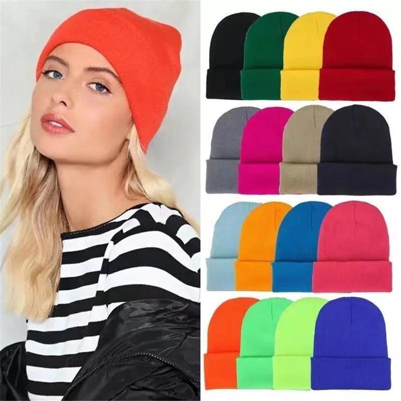 Unisex Warm Winter Beanie Hat, Stretch Knitted Solid Color Cap, Casual Soft Hat for Men and Women, Autumn Winter Cold Weather Headwear
