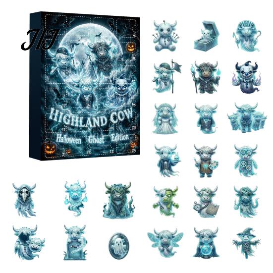 Christmas Countdown Surprise 24 Days Highland Cow Advent Calendar 2026, for Seasonal Party Decorations Kids Adults, Acrylic Cattle Ornaments