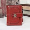 Women Short Hollow-Out Wallet Vintage PU Leather Multi Card Holder Zipper Coin Purse Small Lady 3 Fold Clutch Wallet