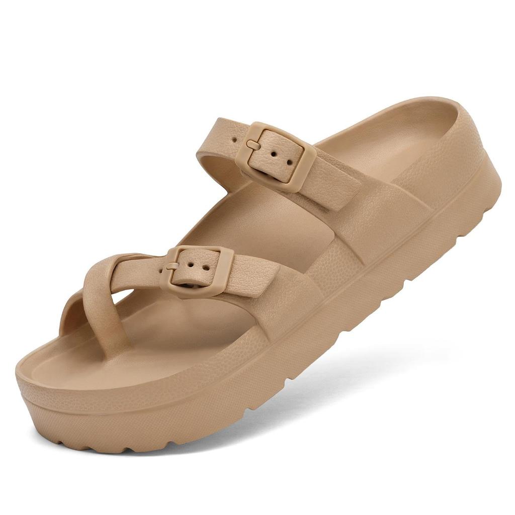Soft Sole Women Clip Toe Slippers Concise Solid Color Non Slip Flat Shoes Comfortable Lightweight Beach Sandals