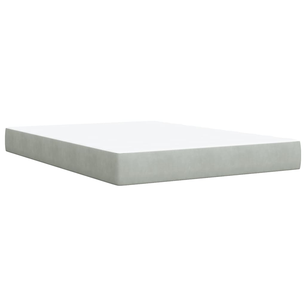 Vidaxl Letto Continentale Con Materasso, Grigio Chiaro, Velluto, 140X190Cm