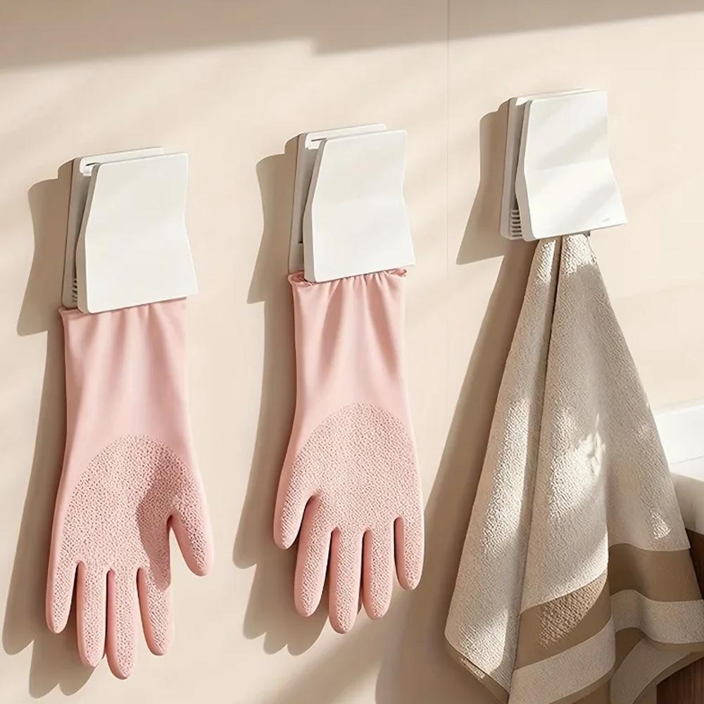 Kitchen Rubber Glove Holder Dishwashing Gloves Hook Rag Towel Clip Organizer Household Cleaning Hanger Storage Rack Accessories