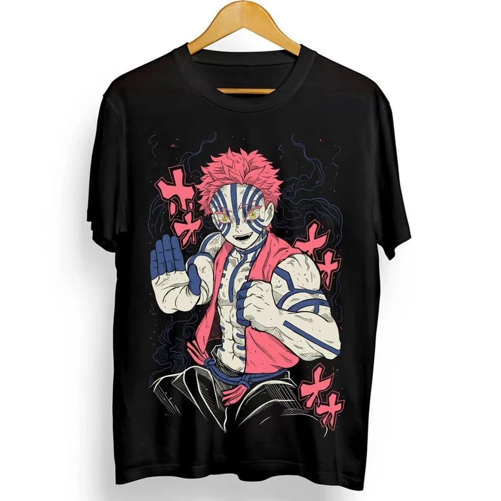 

Футболка Akaza Kimetsu No Yaiba 2025 Demon Slayer Tanjiro, черная футболка унисекс, все размеры XXXXXL