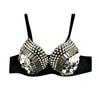 Women's Fashion Rhinestone Sexy New Punk Lady Goth  Party Studded Bra