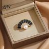 Decorative Fan Accessory Faux Pearl Rhinestone Brooch, Women Girls Chinese Lapel Anti-tarnish Brooch Pin, Badge Jewelry for Clothes Bag Hat Scarf Suit