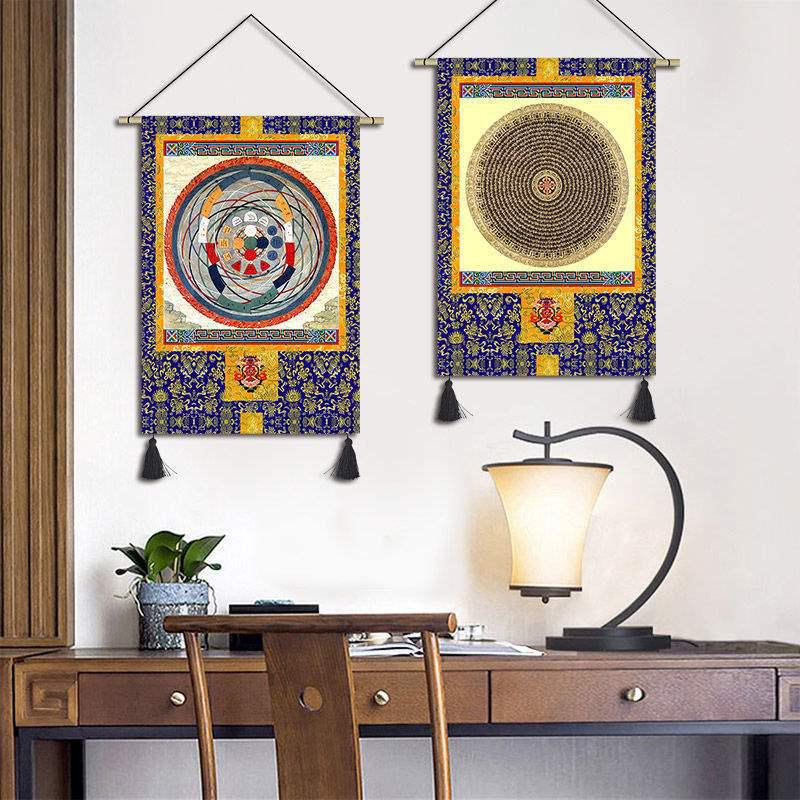 Tibetan Tapestry Fabric for Living Room or Bedroom: Thangka and Temple Wall Decorative Cloth