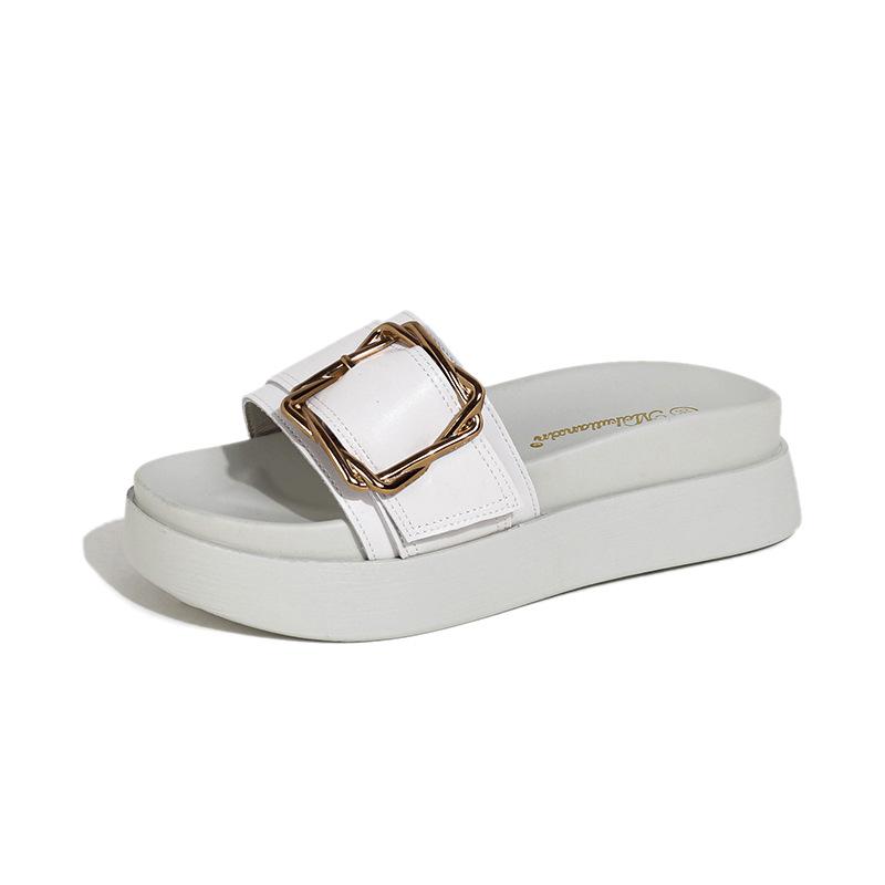 Leather version~ Slippers women's outer wear 2025 new summer fashion versatile thick bottom non-slip women's sandals beach