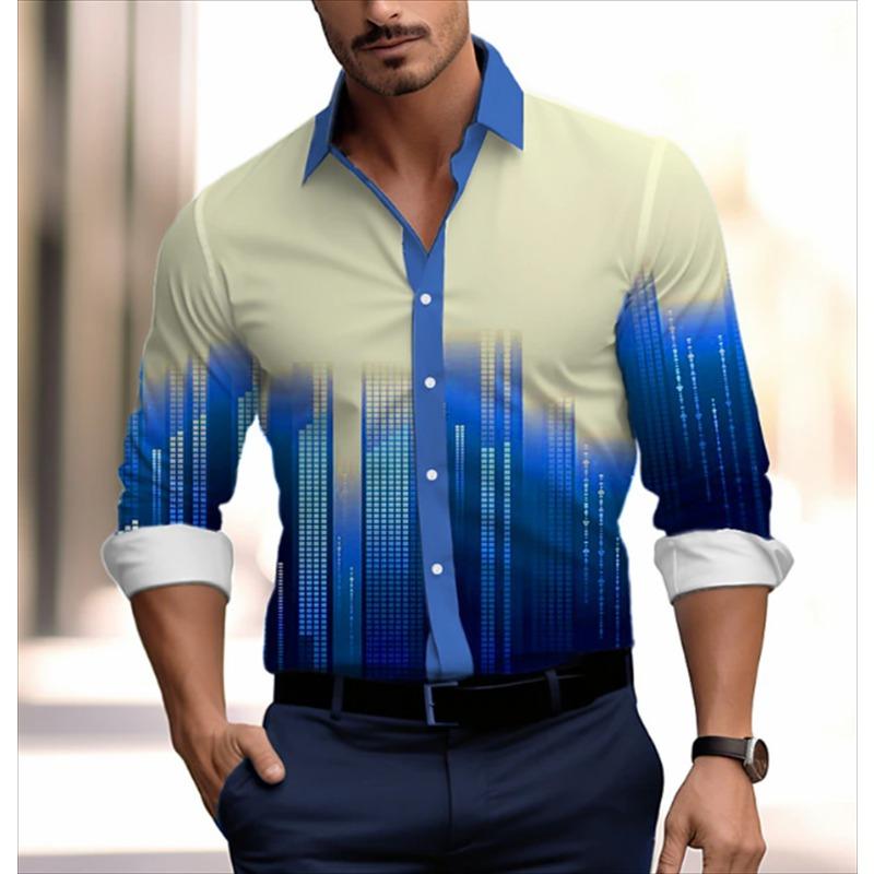Gradient Men's Clothing Soft and Comfortable Men's Shirt Summer Hawaiian Shirt High Quality Men's Clothing Fashion Button Design