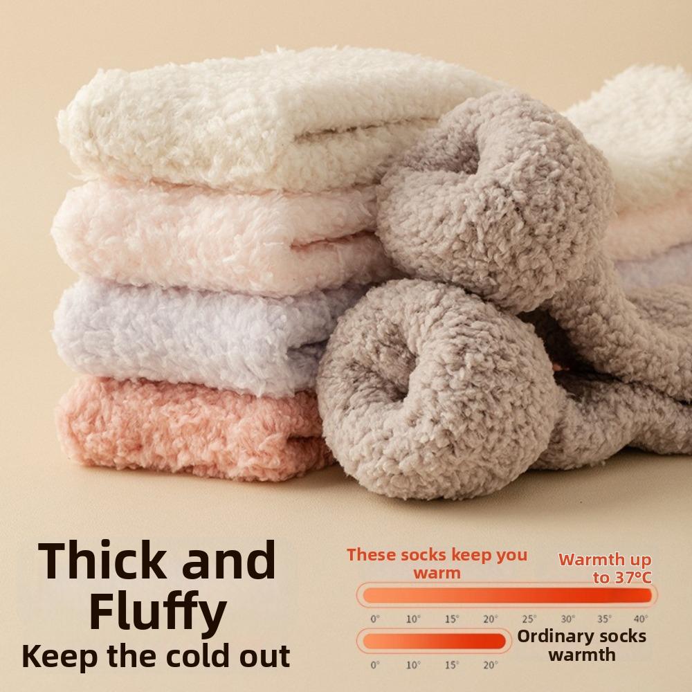 Coral Fleece Knee High Socks Thickened Coral Fleece Socks New Fuzzy Long Socks Home Lounging