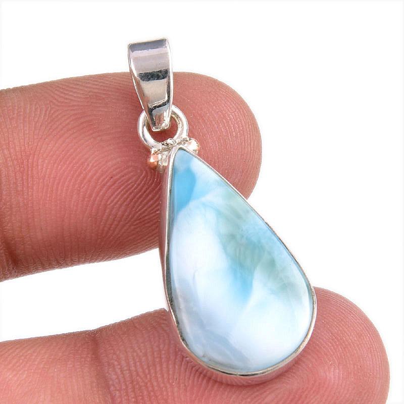 

Natural Republic Larimar Gemstone 925 Solid Sterling Silver Pendant 1.25 E6L92