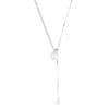 Cui Yan S925 Sterling Silver Korean Asymmetrical Long Necklace with Rhinestones & Pearl Clavicle Chain