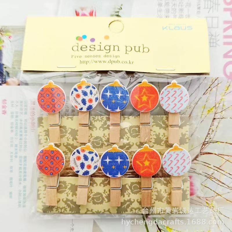 

10 Pcs Halloween Elements Ghost Festival Decoration Hanging Photos Wall Hemp Rope Cartoon Creative Floral Art Wooden Clips 10pcs (one set)