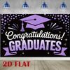 2D Congratulations Graduates Backdrop Purple Glitter Cap Confetti Graduation Photo Banner