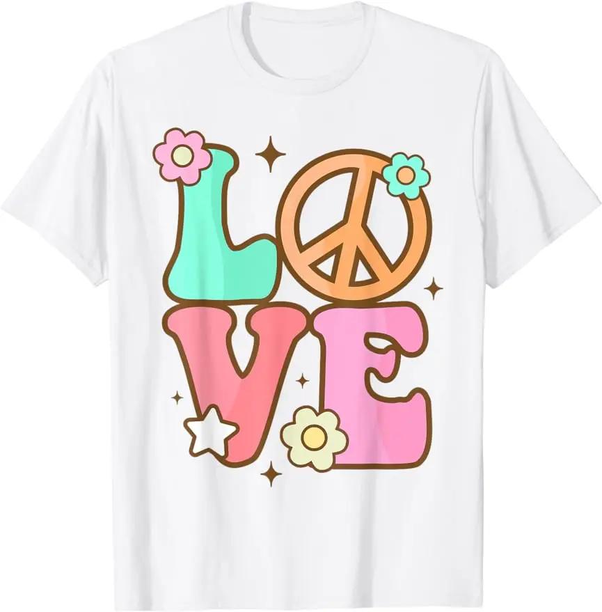 PEACE SIGN Love 60s Style Tie Dye Hippie Costume Shirt Unisex Style Shirts for Women Casual Tops Print Streetwear T-shirts