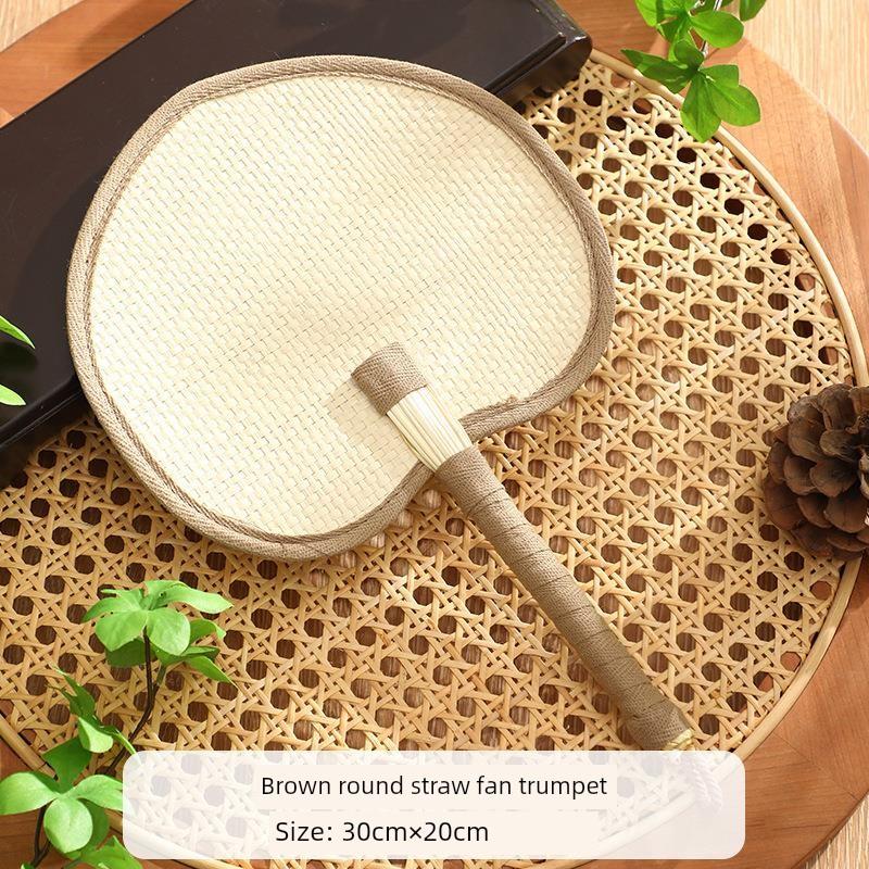 Old-Fashioned Summer Handcrafted Chinese Traditional Household Hand-Held Fan for Babies and Children, Durable Embroidered Banana Leaf Fan