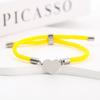 15mm Heart-Shaped Adjustable Stainless Steel Multi-Color Milan Rope Bracelet with Blank UV Laser Printing Surface