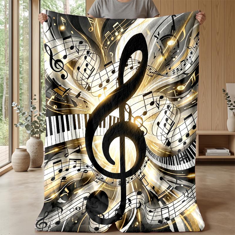 Music Notes Harmony 2 Theme blanket Lightweight Warm Flannel Blanket Decorative Throw Blanket for Home Decoration