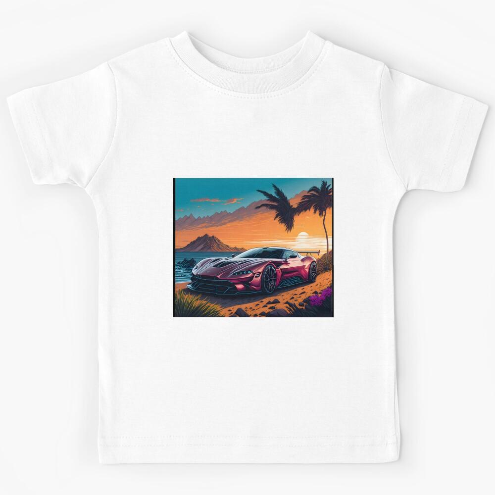 Sunset Dreams: Ultra-Detailed Sports Car Art Kids T-Shirt 100