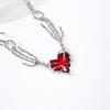 Sweet and Cool Ghost Claws Splicing Red Love Necklace Niche Design Exaggerated Punk Style Collarbone Chain Necklace