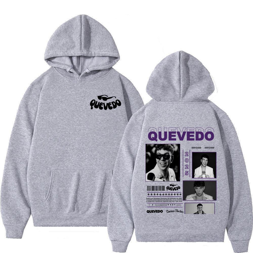 Rapper Quevedo Buenas Noches 2025 Vintage Graphic Hoodie Men Women Fashion Sportswear Tops Long-sleeved Harajuku Casual Pullover