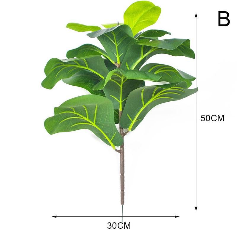Artificial Ficus Tree Branches Large Banyan Leaves Fake Rubber Plant Plastic Tall Plant Landscape for Home Shop Decoration