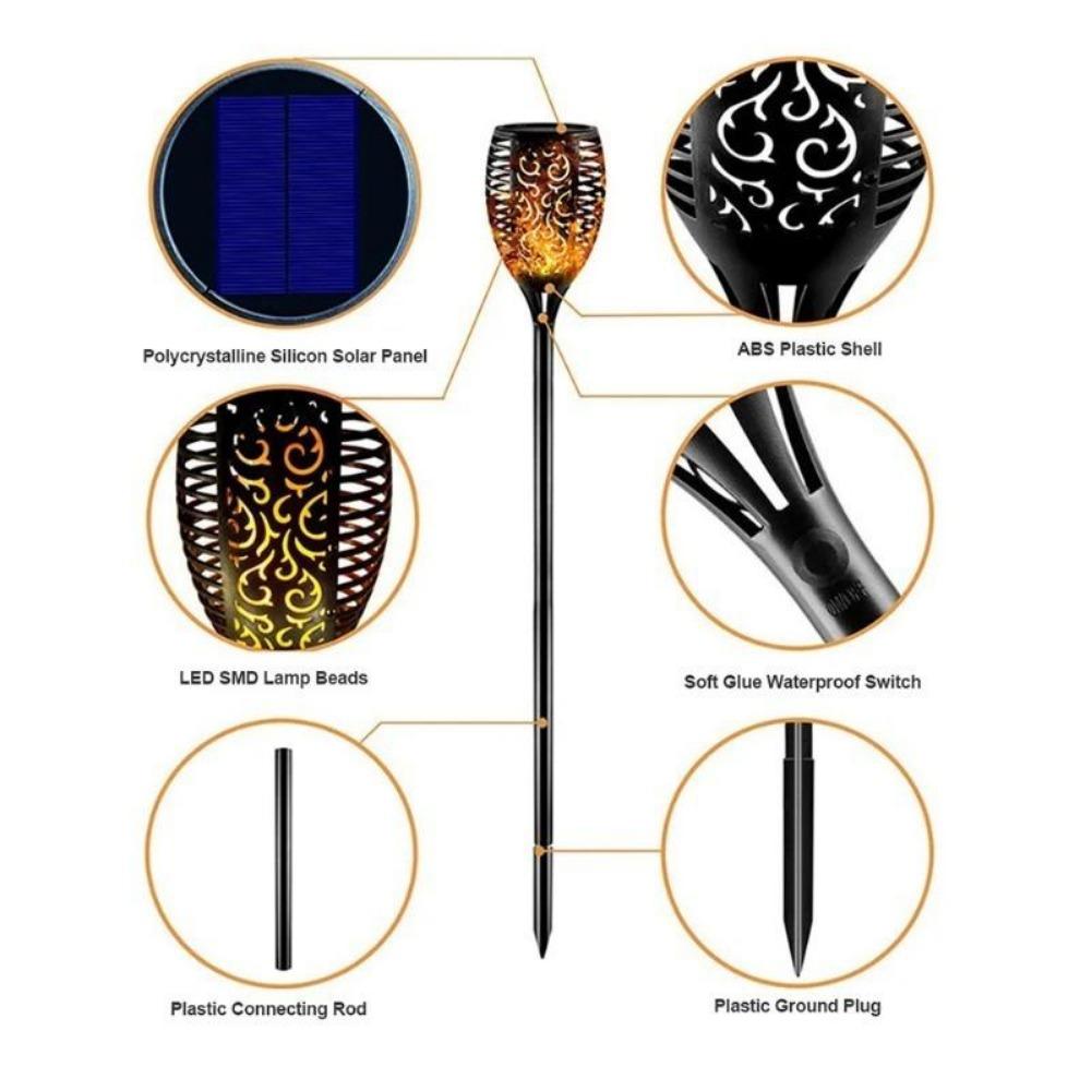 LED Solar Simulation Torch Light Waterproof Garden Decoration Outdoor Lawn Path Courtyard Landscape Lights Floor Lamp