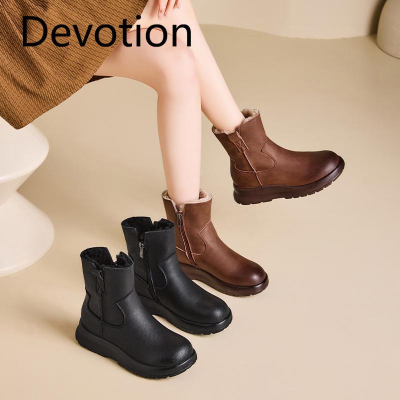 Retro Shoes and Snow Boots for Women, New Fleece and Thickened Warm Cotton Shoes and Boots Devotion